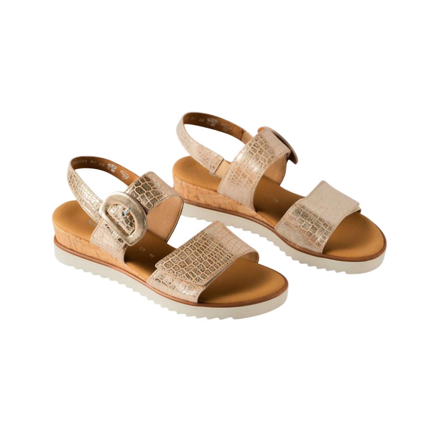 New Gabor Women's Wedge Slingback Sandal In Platino Gold